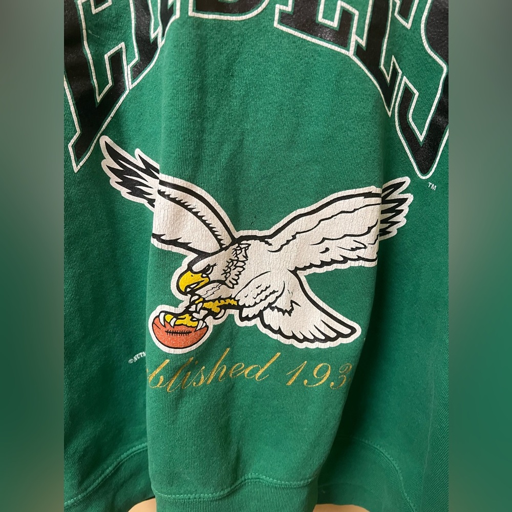 Philadelphia Eagles Vintage Nutmeg Green Crewneck Sweatshirt 1993 - Picture 3 of 10